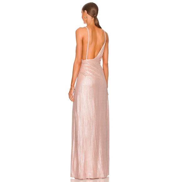 Retrofete Yesi Dress Pleated Surplice Braided Strap Formal Gala Party Metallic M - Picture 4 of 15